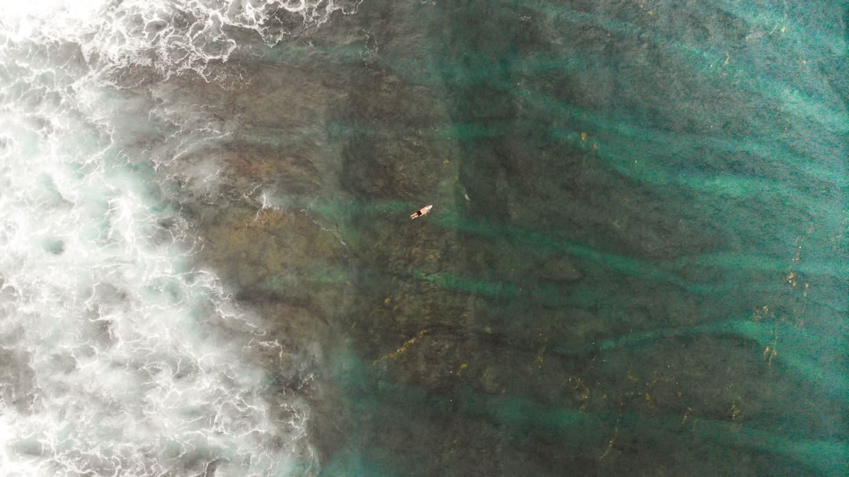 Open ocean seen from above, on a deep-sea trade lane